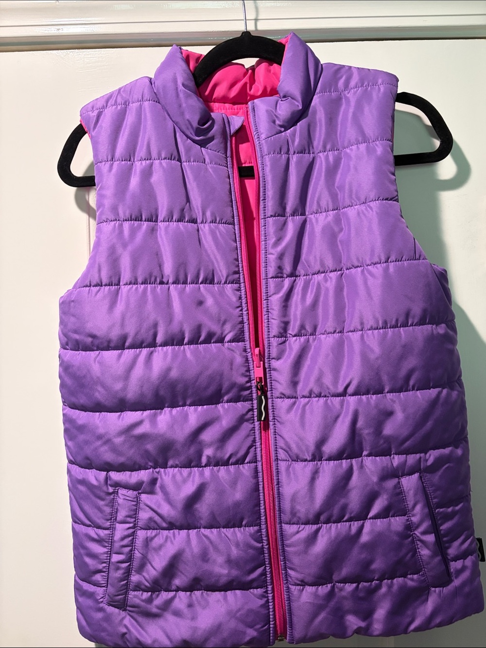 Purple Puffer Vest with Pink Trim